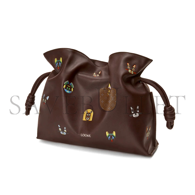 LOEWE CATS MEDIUM FLAMENCO CLUTCH IN NAPPA CALFSKIN A411FC1XDY (30*24.5*10.5cm)